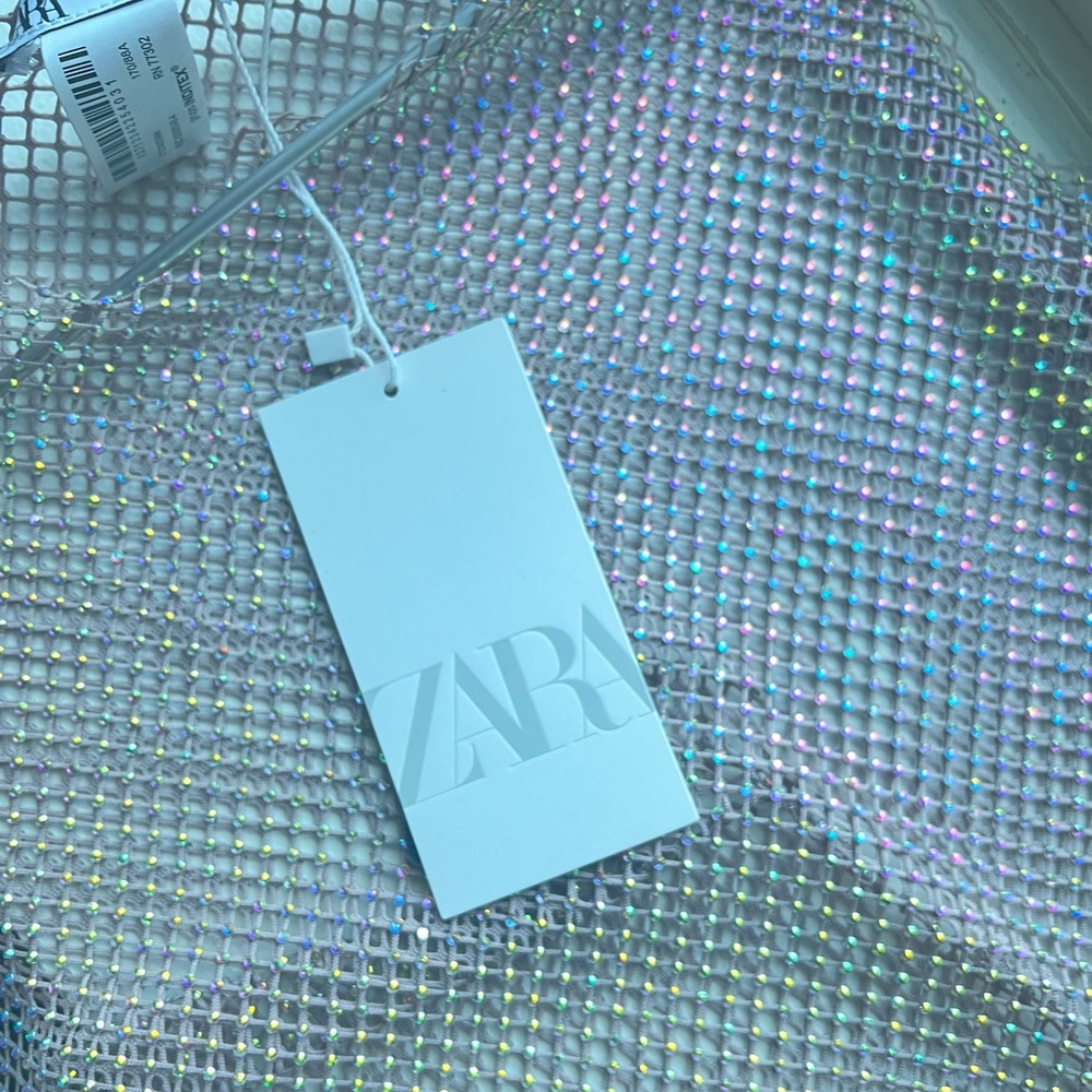 Zara Iridescent Sequin Mesh Dress - Silver/Pink Hues